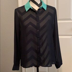 Navy and light blue blouse